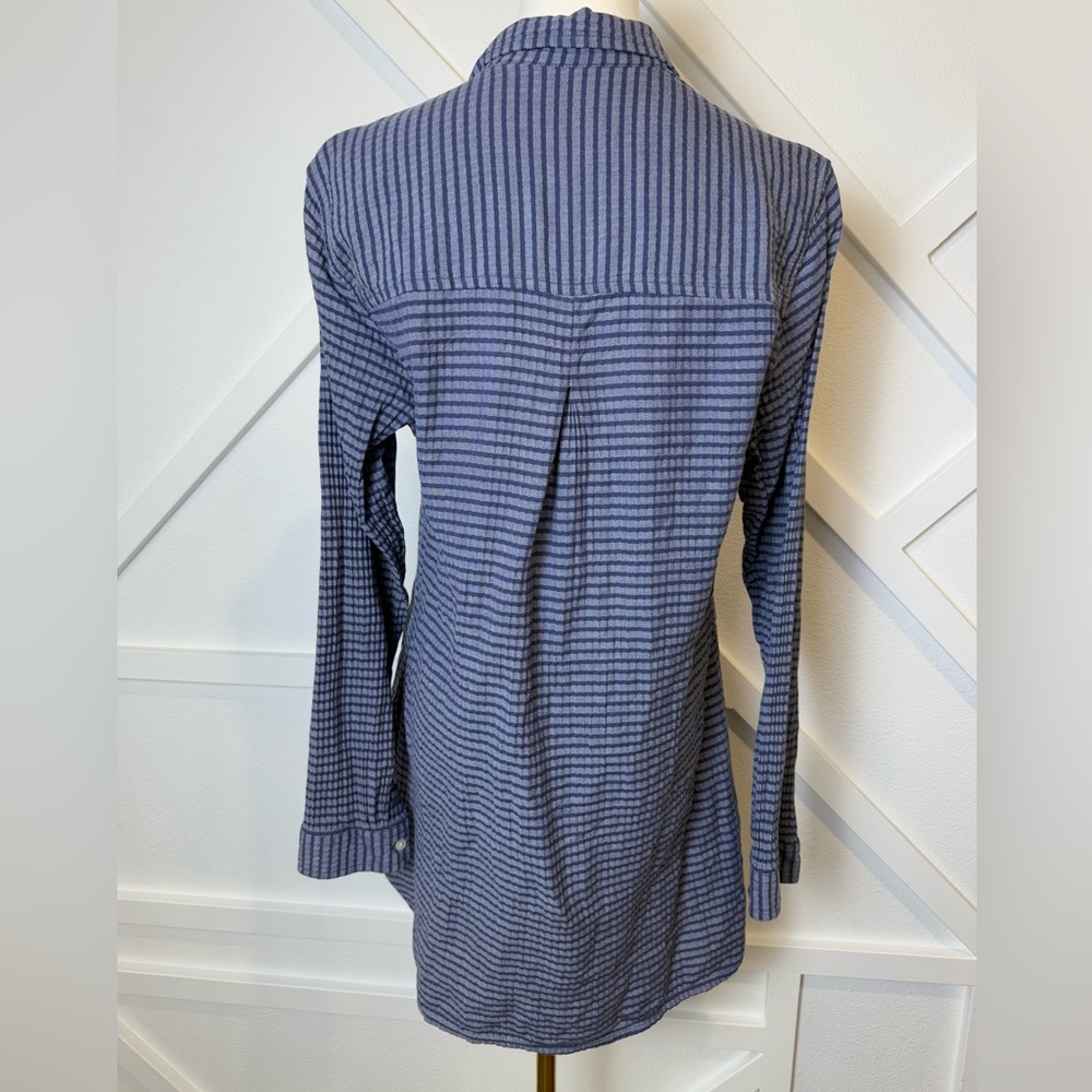 Toad&Co Mixologist Tunic Long Sleeve Blue Stripe Organic Cotton Women’s Medium - Picture 7 of 12